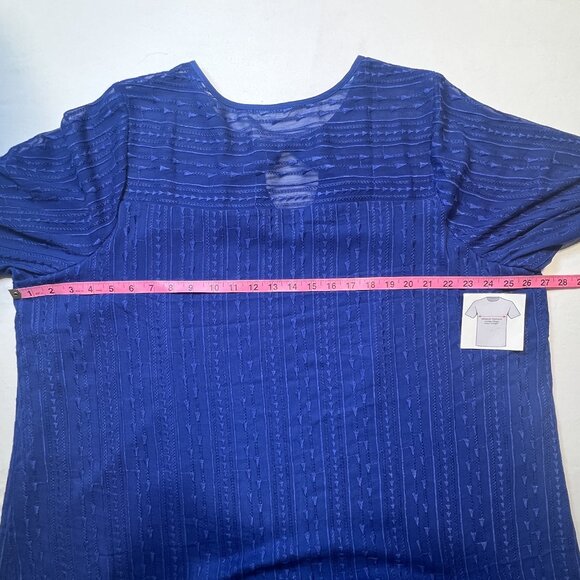 💙Vibrant Royal Blue -Radiant Chic Woven A-Line Crewneck Long sleeve Blouse 2X💙 - Picture 11 of 14